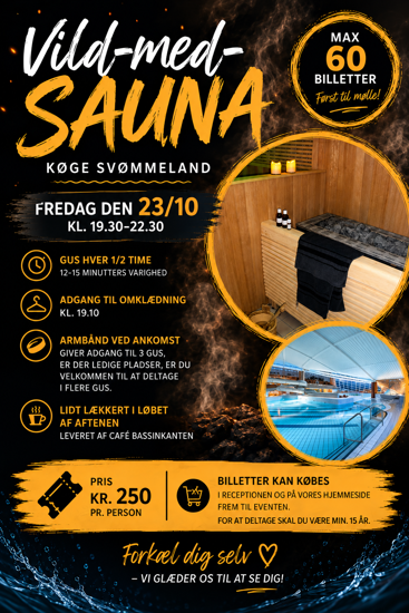 Vild med Sauna i Køge Svømmeland 23-10-2026